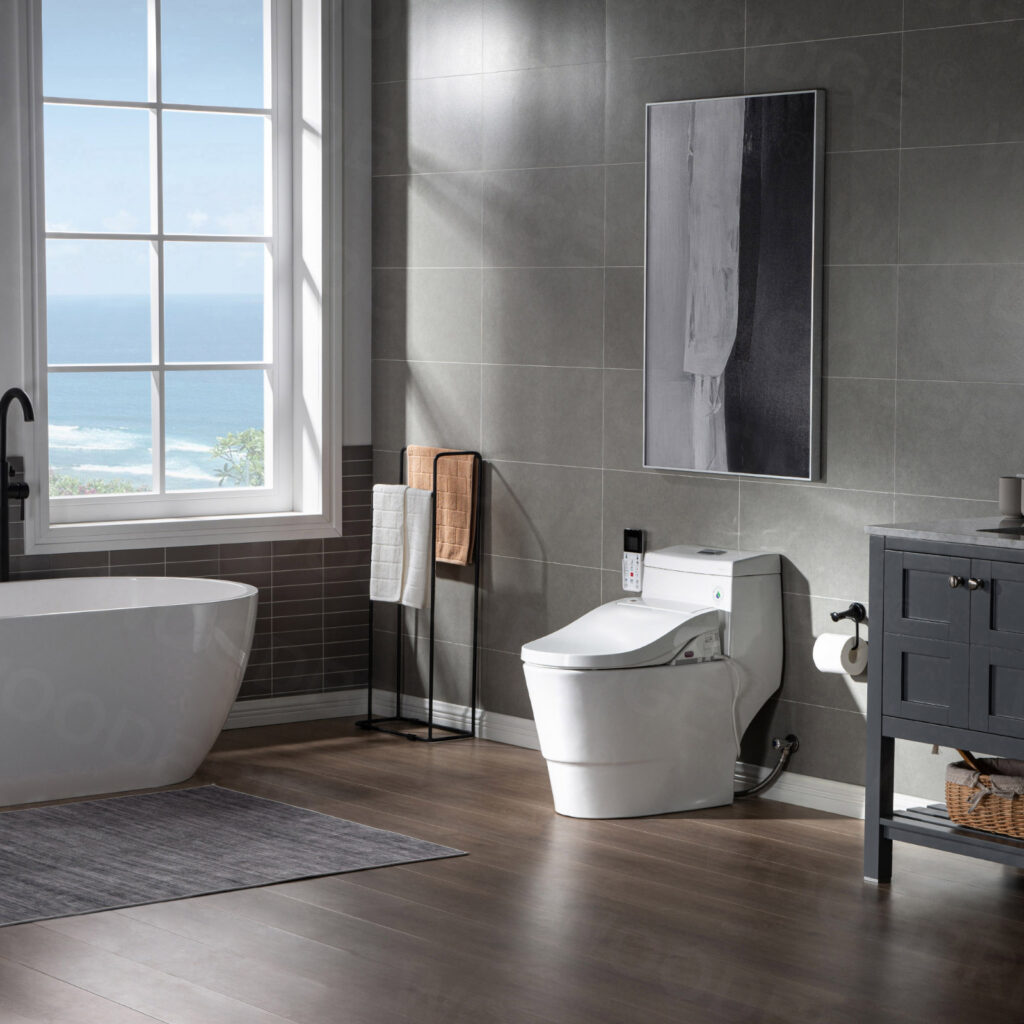 T-0008 Luxury Bidet Toilet, Elongated One Piece Toilet with Advanced Bidet Seat, Smart Toilet Seat with Temperature Controlled Wash Functions and Air Dryer