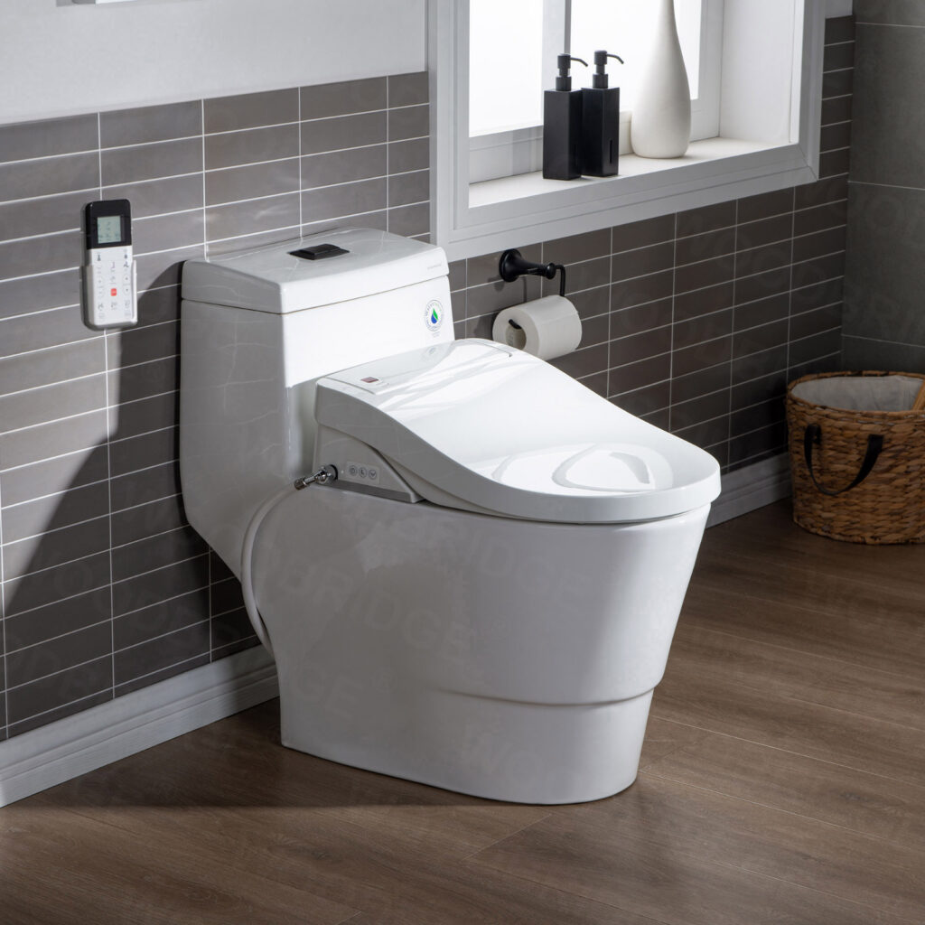 T-0008 Luxury Bidet Toilet, Elongated One Piece Toilet with Advanced Bidet Seat, Smart Toilet Seat with Temperature Controlled Wash Functions and Air Dryer