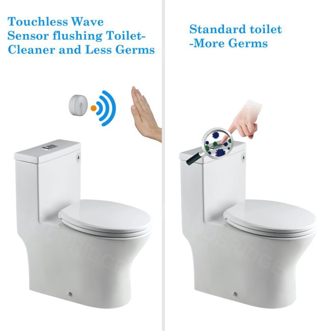 B-0500-A Modern One-Piece Elongated toilet with Solf Closed Seat and Hand Free Touchless Sensor Flush Kit, White