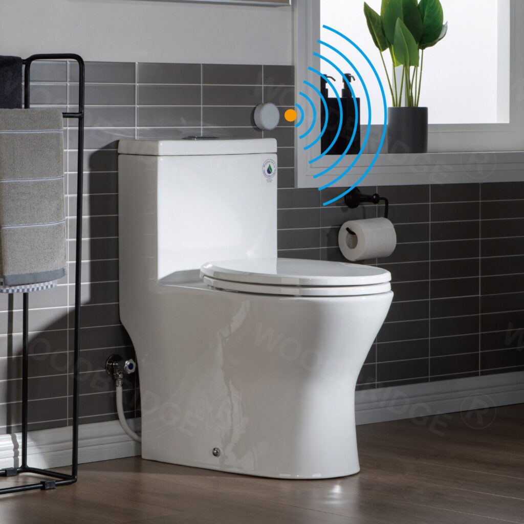 B-0500-A Modern One-Piece Elongated toilet with Solf Closed Seat and Hand Free Touchless Sensor Flush Kit, White