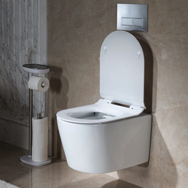 Wall Hung 1.60 GPF0.8 GPF Dual Flush Elongated Toilet with In-Wall Tank and Carrier System. F0130 + WHTA001