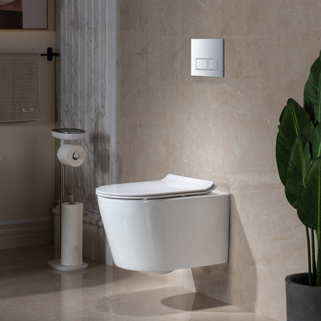 Wall Hung 1.60 GPF0.8 GPF Dual Flush Elongated Toilet with In-Wall Tank and Carrier System. F0130 + WHTA001