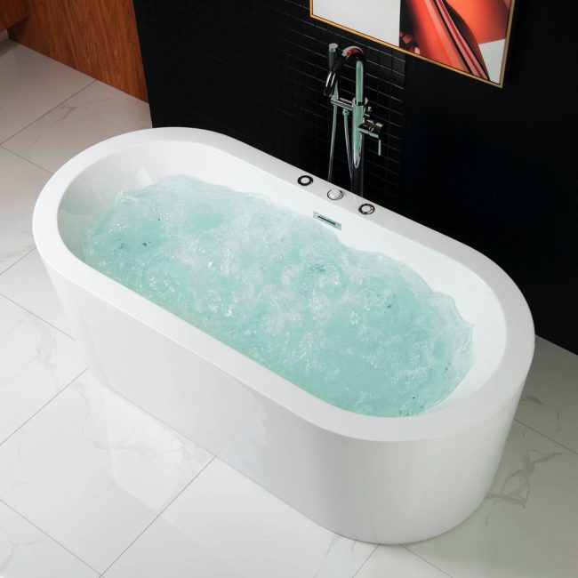 67 x 32 Whirlpool Water Jetted and Air Bubble Freestanding Bathtub, B-0030 BTS1606